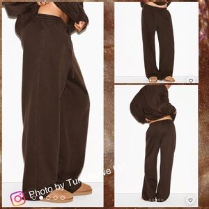 SKIMS BOYFRIEND FLEECE BAGGY SWEATPANT ESPRESSO BROWN SIZE SMALL‎ NWT